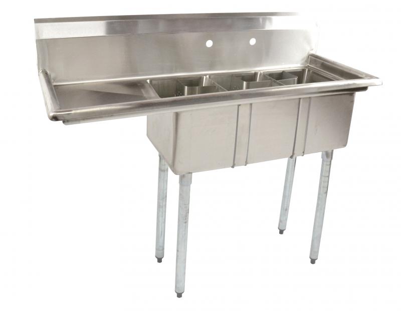 10� x 14� x 10� Stainless Steel Space Saver Sink with 16" Left Drain Board with Corner Drain